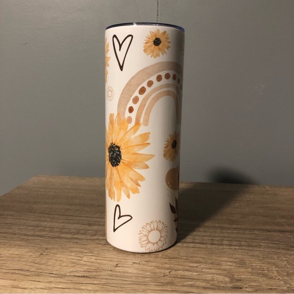 20oz skinny Boho Sunflower Rainbow Neutral Colors Sublimation Tumbler.Brand New! - Picture 2 of 5